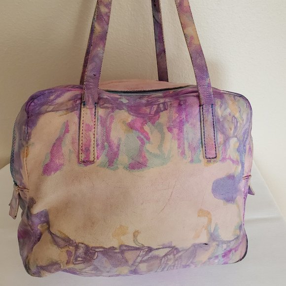 Prada leather hobo tote bag purple Pink blue white yellow grey ivory tie dyed - Picture 3 of 16